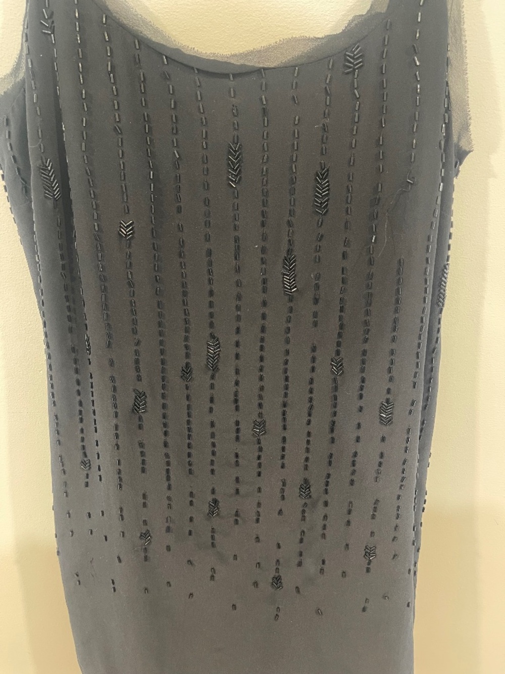 Eileen Fisher beaded scoop neck mini dress